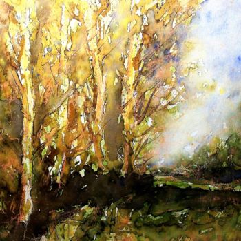 Peinture intitulée "en lisière de bois" par Laurent Chabrillat, Œuvre d'art originale, Aquarelle