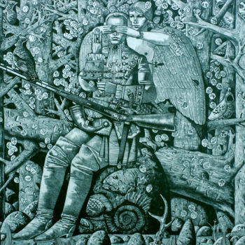 제목이 "Meeting. Drawing"인 미술작품 Andrey Simakov로, 원작, 잉크