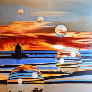 Peinture intitulée "agate-the-blues." par Manu Surreabulliste, Œuvre d'art originale, Huile Monté sur Châssis en bois