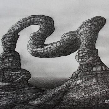Drawing titled "ville-minerale-n-18…" by Henri Ibara, Original Artwork, Ink