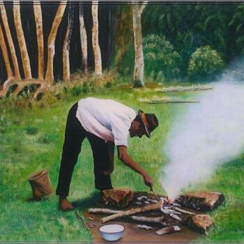 Peinture intitulée "La cuisson" par Charles Corbin, Œuvre d'art originale, Huile Monté sur Châssis en bois