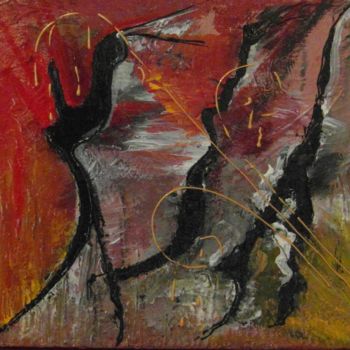Peinture intitulée "35x27x2 les oiseaux" par Cécilia Crivelli, Œuvre d'art originale, Acrylique