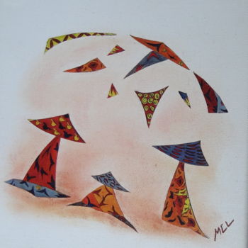 Collages intitulée "cerf volant" par Martine Capdeville-Lacomme, Œuvre d'art originale