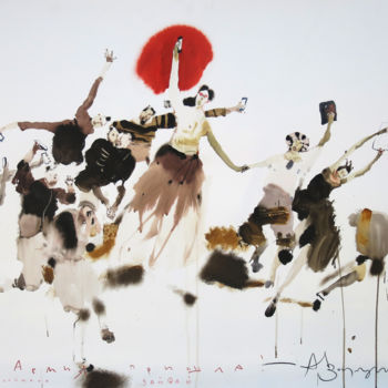 Pittura intitolato "И армия пришла и по…" da Alexander Votsmush, Opera d'arte originale, Acquarello