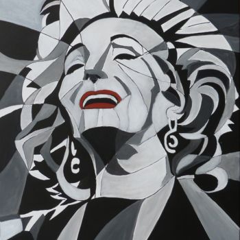 Malerei mit dem Titel "Amália Rodrigues" von César Azevedo, Original-Kunstwerk, Acryl Auf Keilrahmen aus Holz montiert