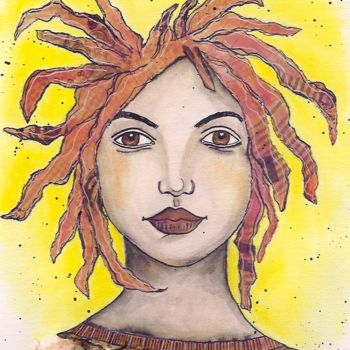 Peinture intitulée "Kaela" par Ellen Hendrikx, Œuvre d'art originale, Encre