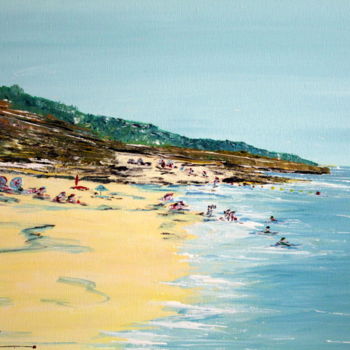 Peinture intitulée "plage-et-baignade.j…" par Didier Duclos, Œuvre d'art originale, Acrylique