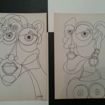 Dessin intitulée ""mes vieilles"" par Minimôa, Œuvre d'art originale, Marqueur