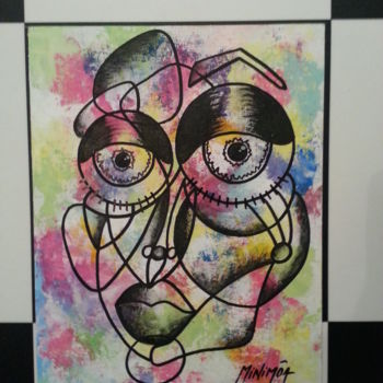 Peinture intitulée ""Rosy"" par Minimôa, Œuvre d'art originale, Acrylique