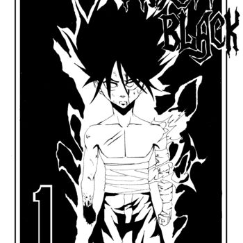 Drawing titled "Pitch Black cover" by Antwyon Simpson, Original Artwork, Ink