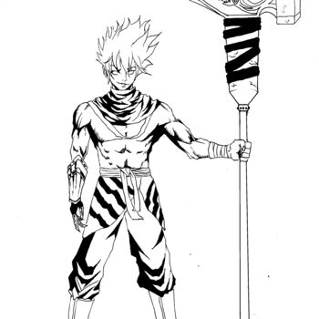 Drawing titled "Random warrior" by Antwyon Simpson, Original Artwork, Ink