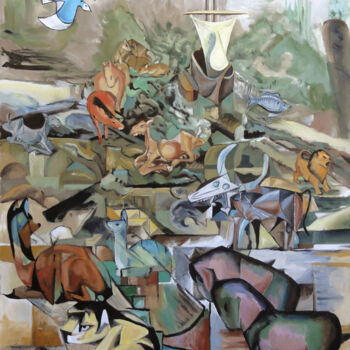 Peinture intitulée "apres-le-deluge.jpg" par Gilles Chambon, Œuvre d'art originale, Huile