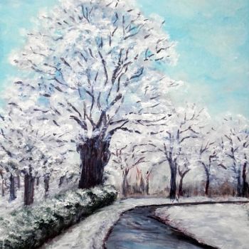 Peinture intitulée "Vieux chêne givré" par Marian Cobos, Œuvre d'art originale, Acrylique