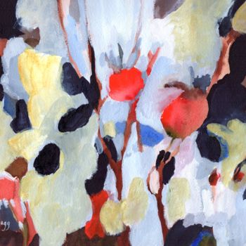 「Rose Hips in Vermil…」というタイトルの絵画 Janel Braggによって, オリジナルのアートワーク, 水彩画