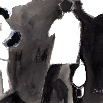 Painting titled "Patrons at PSAM" by Janel Bragg, Original Artwork, Ink