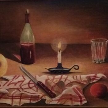 Peinture intitulée "Nature morte à la b…" par Charles Corbin, Œuvre d'art originale, Huile