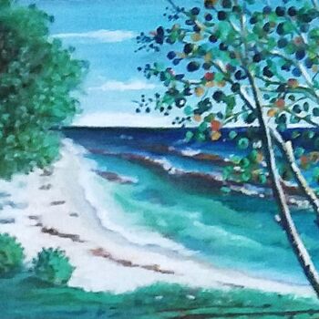 Peinture intitulée "La mer vue d'une co…" par Charles Corbin, Œuvre d'art originale, Huile Monté sur Châssis en bois