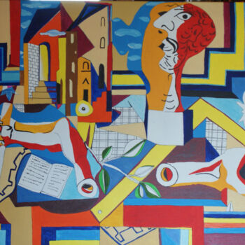 Ζωγραφική με τίτλο "L'atelier" από Gilles Fouque, Αυθεντικά έργα τέχνης