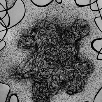 Painting titled "Clew of Yarn" by Elke Matthaeus, Original Artwork, Ink