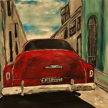 Malerei mit dem Titel "La Cubaine rouge" von Yves Perrotte, Original-Kunstwerk, Acryl