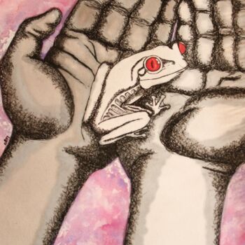 Peinture intitulée "Protected" par Elke Matthaeus, Œuvre d'art originale, Encre