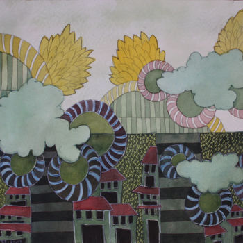 Peinture intitulée "2017-01-22-dessin-9…" par Delphine Mabed, Œuvre d'art originale, Aquarelle
