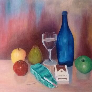 Peinture intitulée "Nature morte à la b…" par Charles Corbin, Œuvre d'art originale, Huile