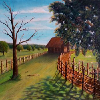 Peinture intitulée "La petite case en p…" par Charles Corbin, Œuvre d'art originale, Huile