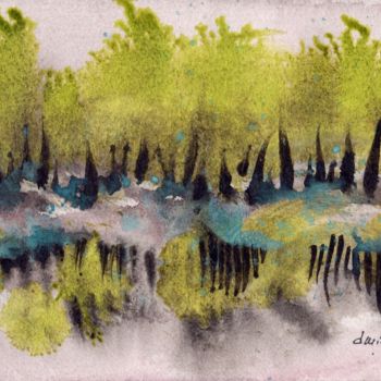 Painting titled "petit-paysage-15-dé…" by Delphine Mabed, Original Artwork, Watercolor