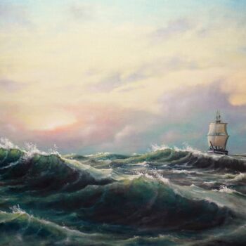 Peinture intitulée "Through the waves" par Zigmars ''Sigmar'' Grundmanis, Œuvre d'art originale, Huile
