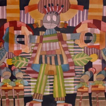 Painting titled "2016 08 09 personna…" by Delphine Mabed, Original Artwork, Watercolor