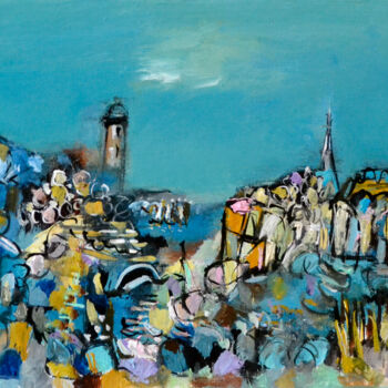 Peinture intitulée "Une réponse azuréen…" par Muriel Cayet, Œuvre d'art originale, Acrylique
