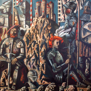 Painting titled "The guards" by Andrey Simakov, Original Artwork, Oil