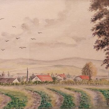 Peinture intitulée "Paysage de france" par Charles Corbin, Œuvre d'art originale, Aquarelle