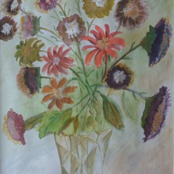 Peinture intitulée "Bouquet de fleurs…" par Charles Corbin, Œuvre d'art originale, Aquarelle