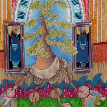 Dessin intitulée "Arbre sacré. 18 02…" par Delphine Mabed, Œuvre d'art originale
