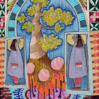 Σχέδιο με τίτλο "Arbre sacré N°2. 20…" από Delphine Mabed, Αυθεντικά έργα τέχνης