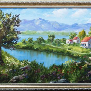 Painting titled "The Village" by Natalia Marinych, Original Artwork, Oil