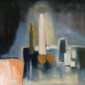 Malerei mit dem Titel "Pots et bouteilles…" von Hervé Marchelidon, Original-Kunstwerk, Acryl