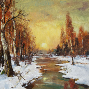 Malarstwo zatytułowany „Early Spring. Stream” autorstwa Mark Kremer, Oryginalna praca, Olej