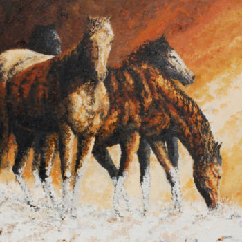 Pittura intitolato "Just Snowy" da Ritch Gaiti, Opera d'arte originale, Olio Montato su Telaio per barella in legno
