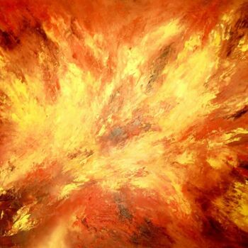Ζωγραφική με τίτλο "FIRE" από Анастасия Раковчена, Αυθεντικά έργα τέχνης, Λάδι Τοποθετήθηκε στο Ξύλινο φορείο σκελετό