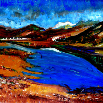 Painting titled "MANASAROVAR LAKE-4" by Anandswaroop Manchiraju, Original Artwork