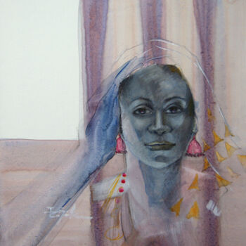 Painting titled "reflets" by Isabelle Seruch Capouillez, Original Artwork, Acrylic Mounted on Wood Stretcher frame