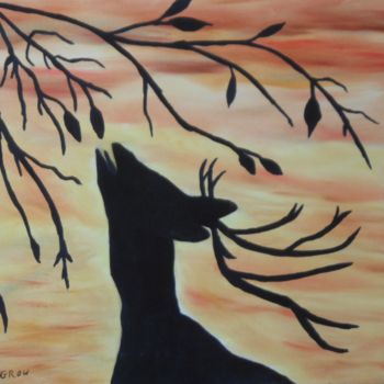 제목이 "cerf"인 미술작품 W-Dagrou로, 원작, 기름