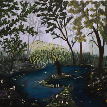 Peinture intitulée "paysage" par W-Dagrou, Œuvre d'art originale, Huile