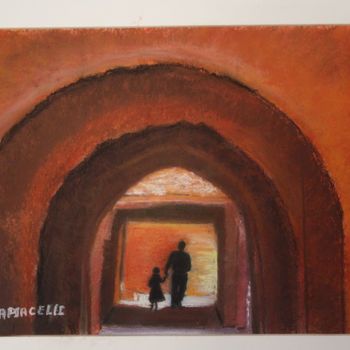 Dessin intitulée "Papa et sa petite f…" par Sapiacelli, Œuvre d'art originale, Pastel