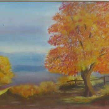 Dessin intitulée "Paysage d automne e…" par Sapiacelli, Œuvre d'art originale, Pastel