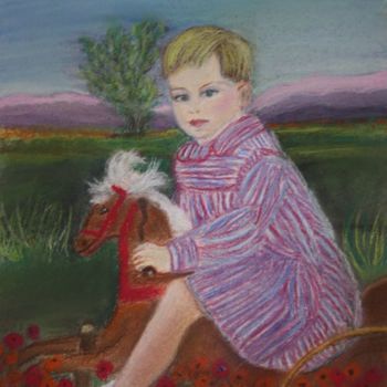 Dessin intitulée "Le petit garçon sur…" par Sapiacelli, Œuvre d'art originale, Pastel