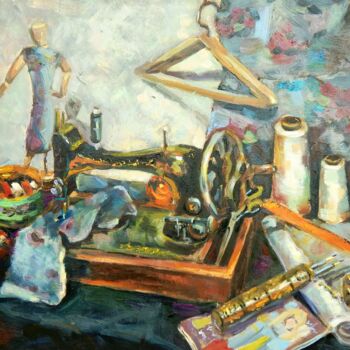 Pittura intitolato "Натюрморт портнихи" da Nina Silaeva, Opera d'arte originale, Olio